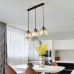 Vina Modern Cluster Cylinder Glass Pendant Light, Black/Gold - Lamp Outdoor