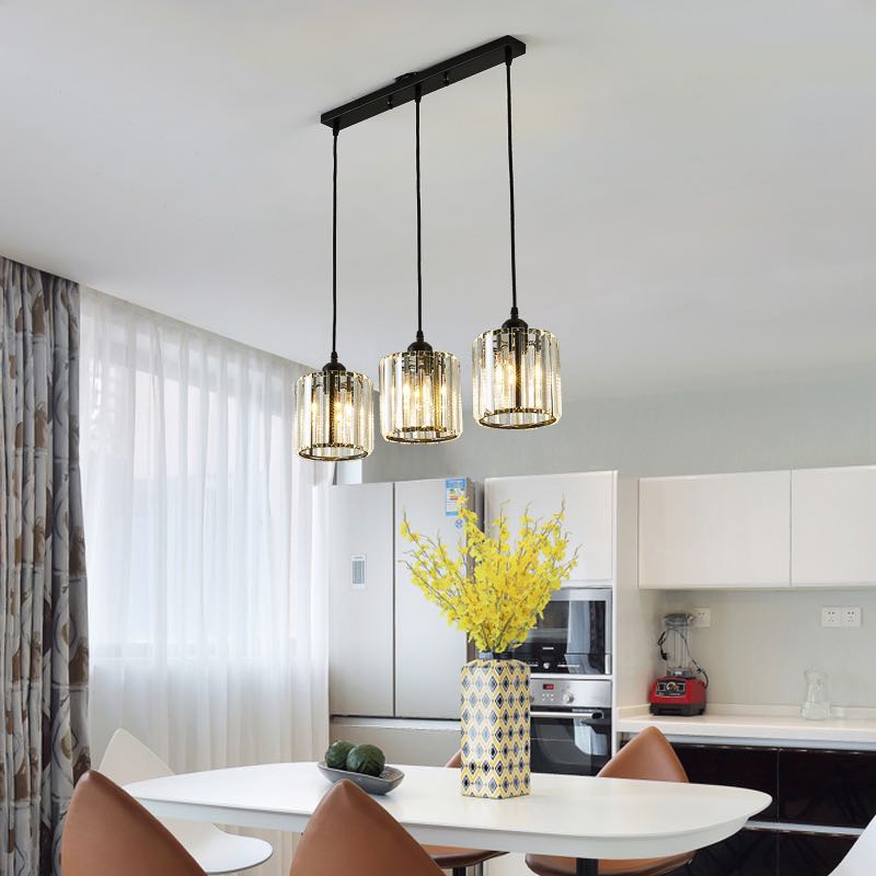 Vina Modern Cluster Cylinder Glass Pendant Light, Black/Gold - Lamp Outdoor
