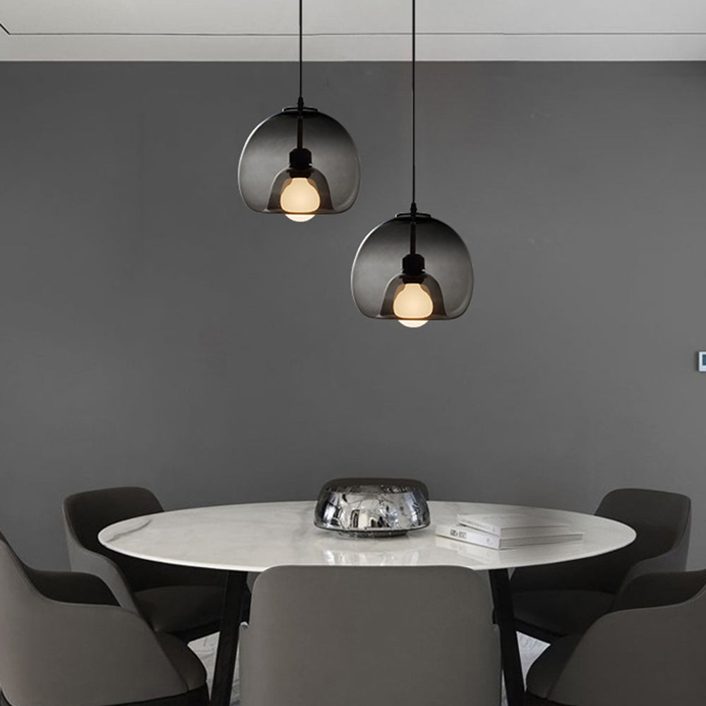 June Globe Glass Pendant Light, Amber/Smoky Grey - Lamp Outdoor