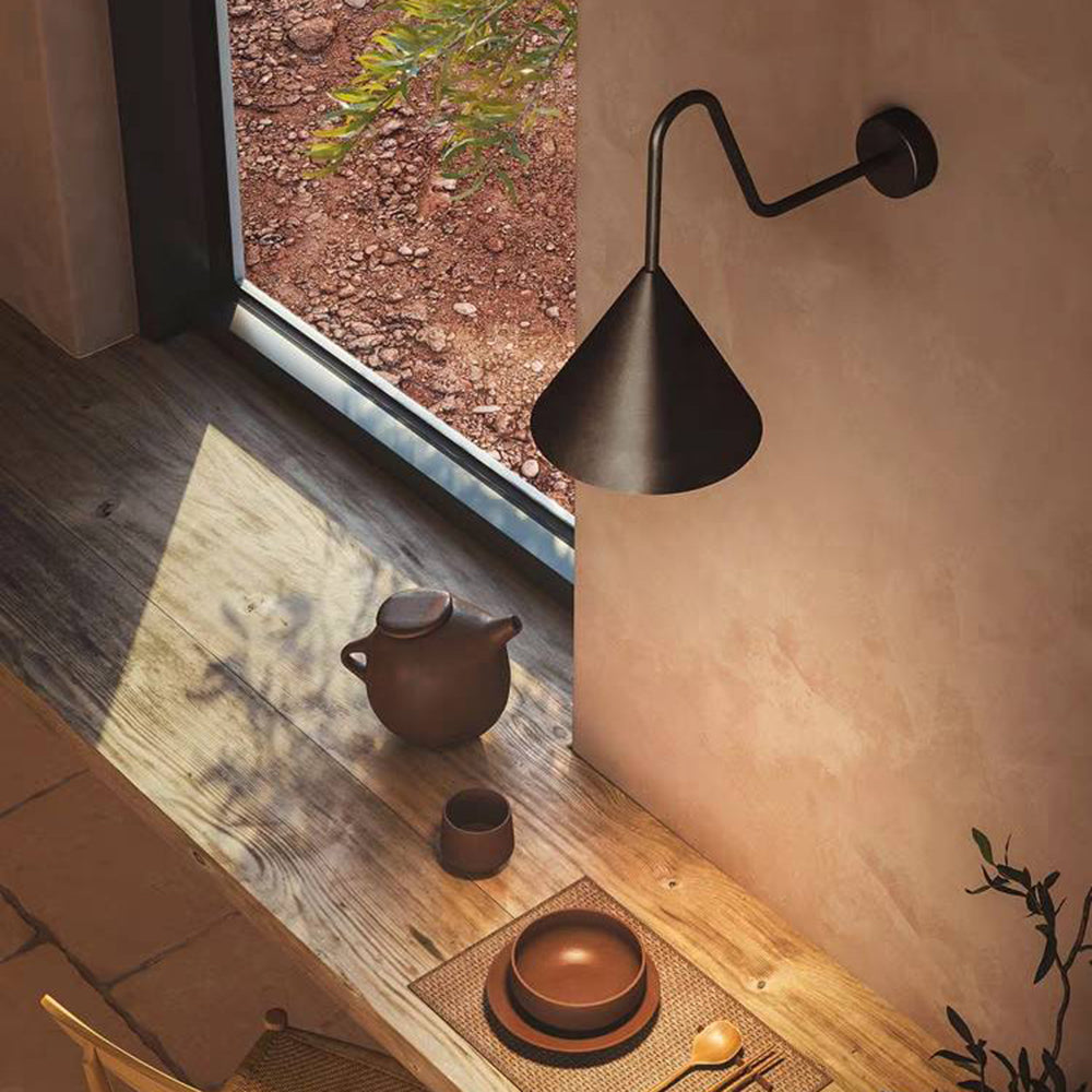 Arisha Modern Minimalist Cone Metal Outdoor Waterproof Wall Lamp，Black/Gold - Lamp Outdoor