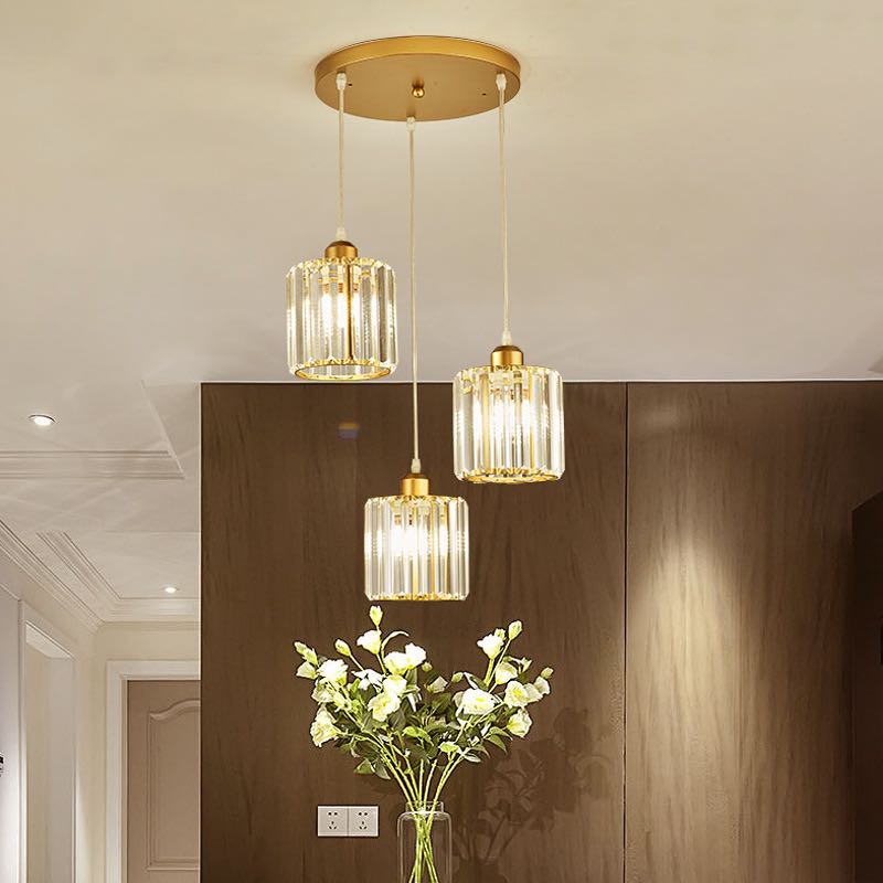 Vina Modern Cluster Cylinder Glass Pendant Light, Black/Gold - Lamp Outdoor