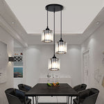 Vina Modern Cluster Cylinder Glass Pendant Light, Black/Gold - Lamp Outdoor