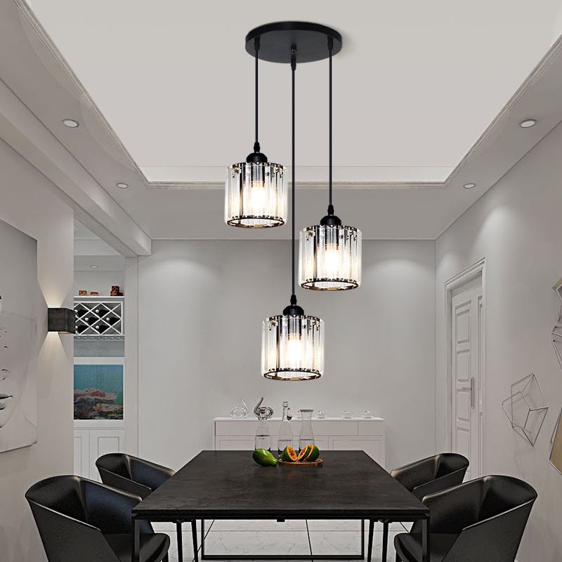 Vina Modern Cluster Cylinder Glass Pendant Light, Black/Gold - Lamp Outdoor