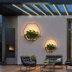 Ray Minimalist Hexagonal Ring With Shelf Metal Outdoor Wall Lamp - Lamp Outdoor