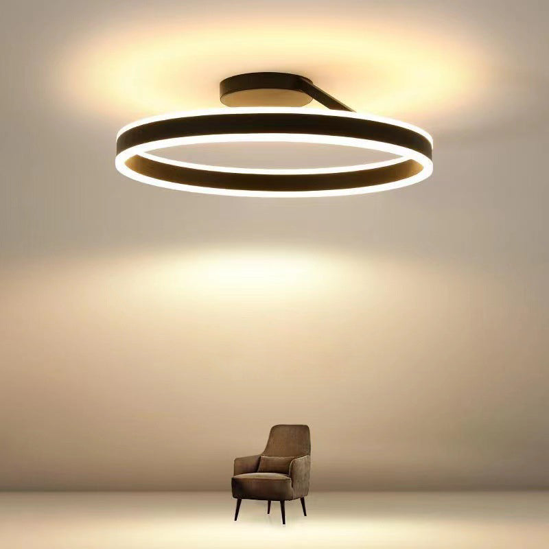 Solen Modern Circle Flush Mount Ceiling Light, Black & White - Lamp Outdoor