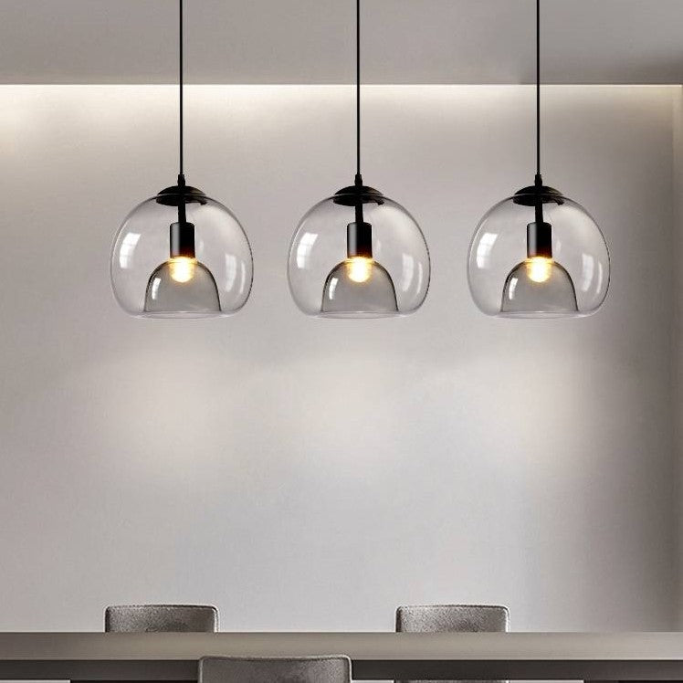 June Globe Glass Pendant Light, Amber/Smoky Grey - Lamp Outdoor