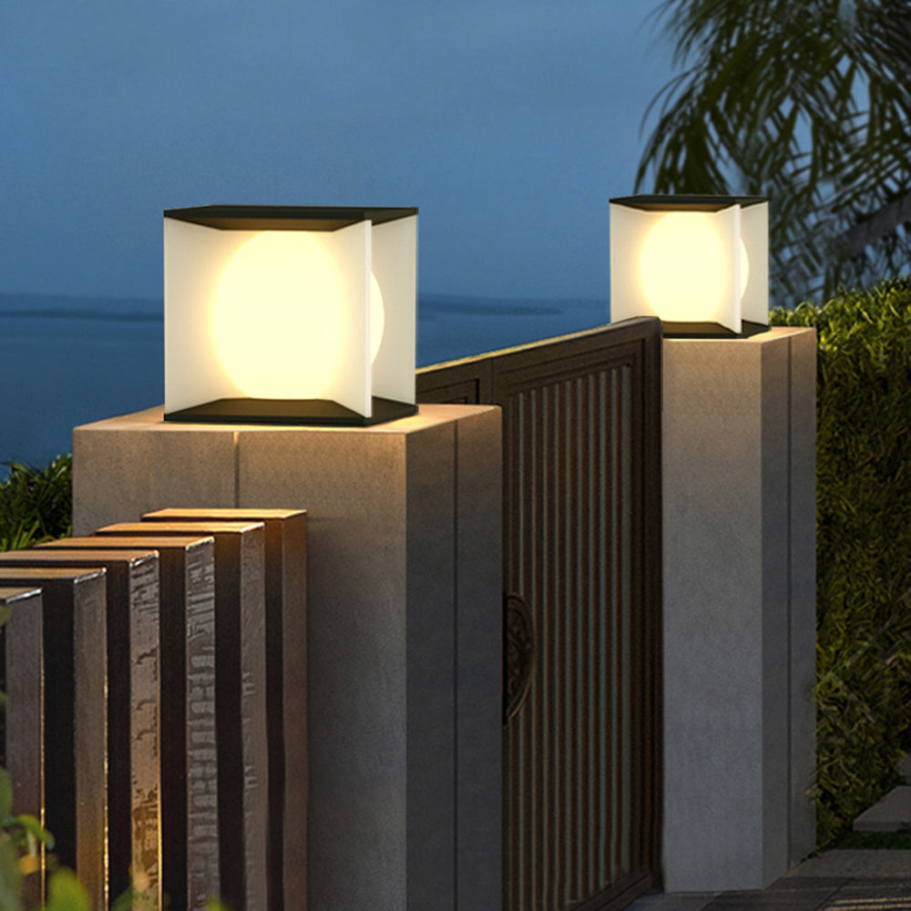 Aria Modern Moon Metal Outdoor Pier-Mount Pillar Light - Lamp Outdoor
