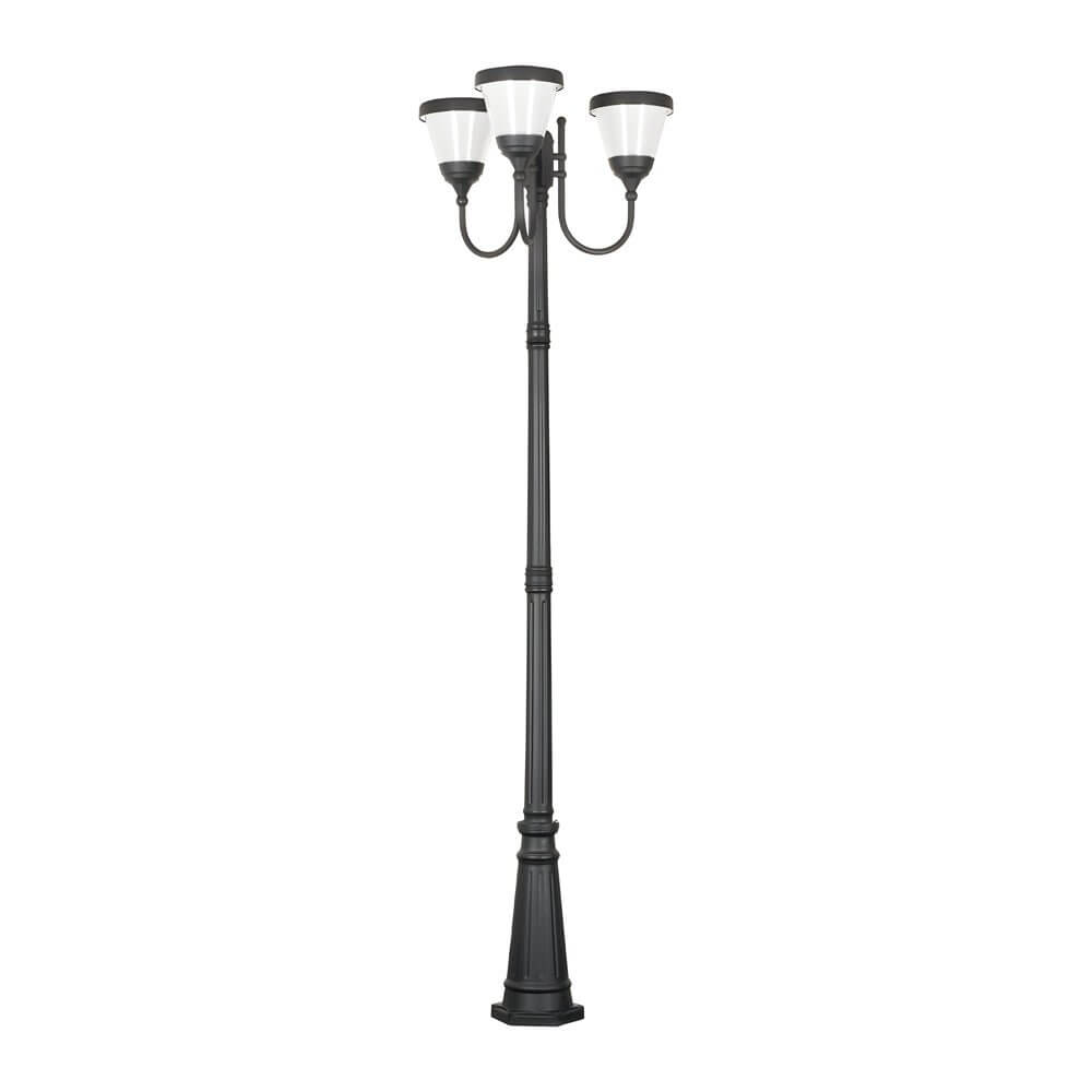 3-Light Black Finish Traditional Outdoor Street Lights with Post Top - Lamp Outdoor