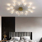 Wesley Flush-Mount Ceiling Light Fireworks, Black/Gold - Lamp Outdoor
