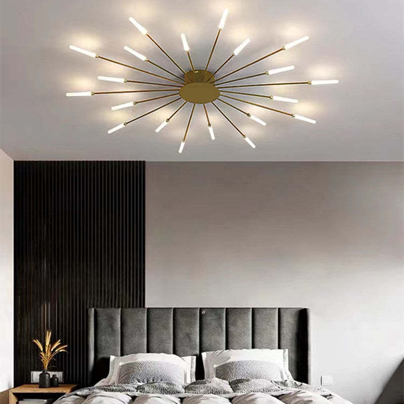 Wesley Flush-Mount Ceiling Light Fireworks, Black/Gold - Lamp Outdoor