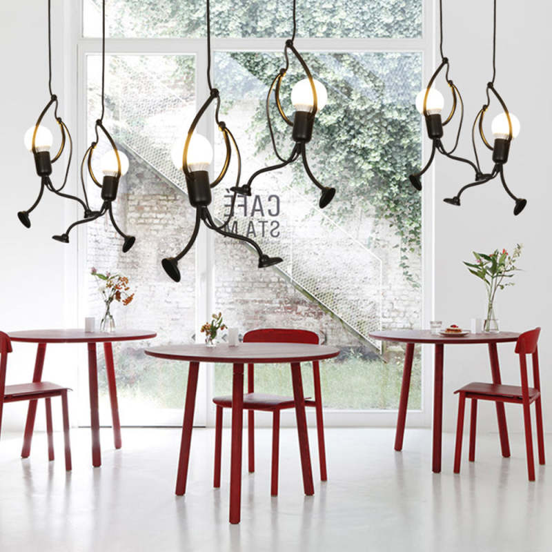 Miro Retro Modern Iron Man Pendant Light, Black - Lamp Outdoor