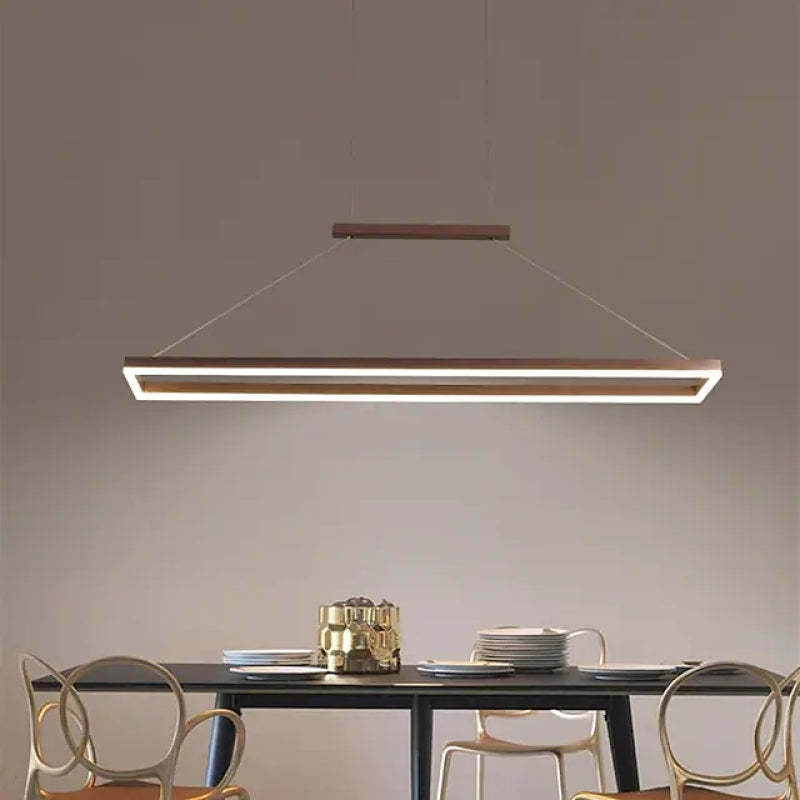 Gloen Modern Rectangular Hanging Pendant Light, Gold/Coffee - Lamp Outdoor