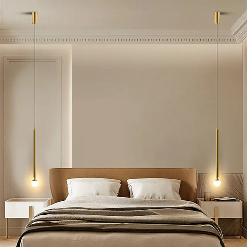 Auri Linear Metal Pendant Light Bedside, Black & Gold - Lamp Outdoor