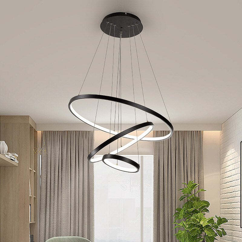 Aluna Pendant Light, Inner Ring Illuminated, White/Black/Gold - Lamp Outdoor