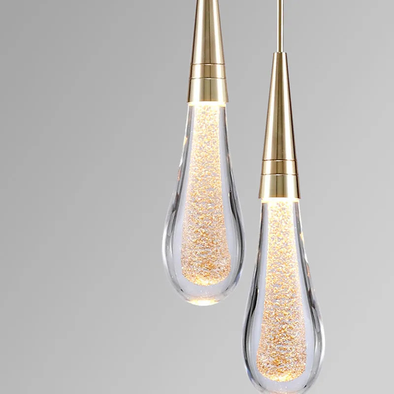 Kristy Pendant Light Crystal & Glass Droplet, Gold - Lamp Outdoor