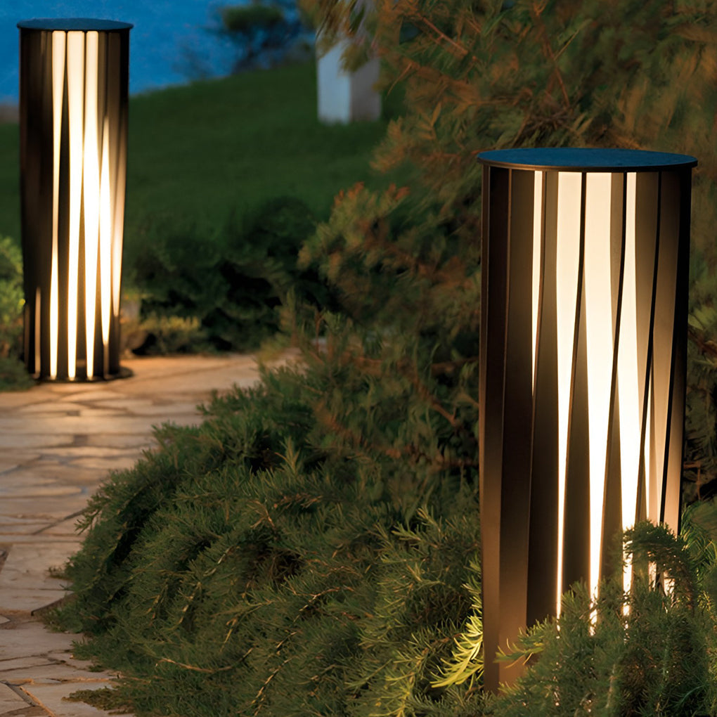 Geometric Black Cage Solar LED Pathway Lights - Lamp Outdoor
