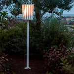 Stainless Steel Outdoor Floor Lamp with Rotating Design and Vertical Slats - Lamp Outdoor