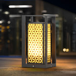 Floral Pattern LED Lawn Lamp Unique Modern Pathway Lights Black - Lamp Outdoor