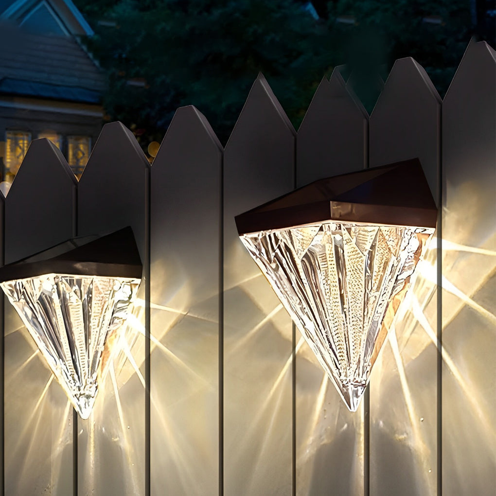 2PCS Geometric LED Waterproof Black Solar Wall Lamp Outdoor Wall Lights Fixture - Lamp Outdoor
