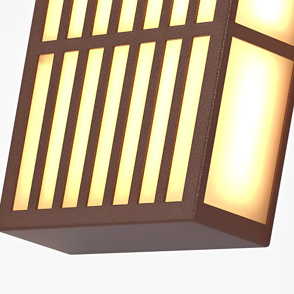 Retro Vertical Stripe Grid LED Waterproof Brown Outdoor Wall Lamp - Lamp Outdoor