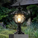 Flower Ball Cognac Glass Waterproof European Style Outdoor Pillar Lamp - Lamp Outdoor