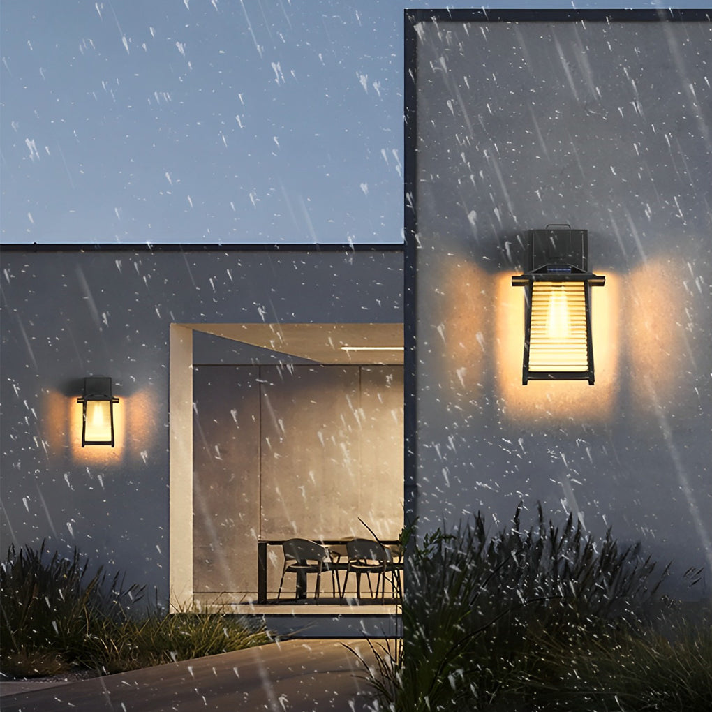 Waterproof Thickened Glass Black Retro Solar Outdoor Wall Lights - Lamp Outdoor