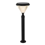 Round Solar LED Outdoor Lights in Black with Ribbed Lampshade - Lamp Outdoor