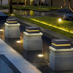 Square LED 16w Waterproof Black Modern Solar Post Caps Lights Pillar Light - Lamp Outdoor