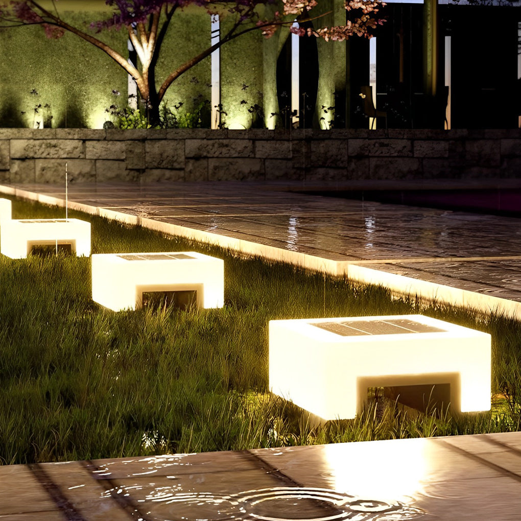Minimalist Square Waterproof LED Black Modern Solar Post Caps Lights - Lamp Outdoor