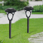 2PCS Intelligent Solar LED Lawn Lamps with Black Opaque Glass Lampshade - Lamp Outdoor