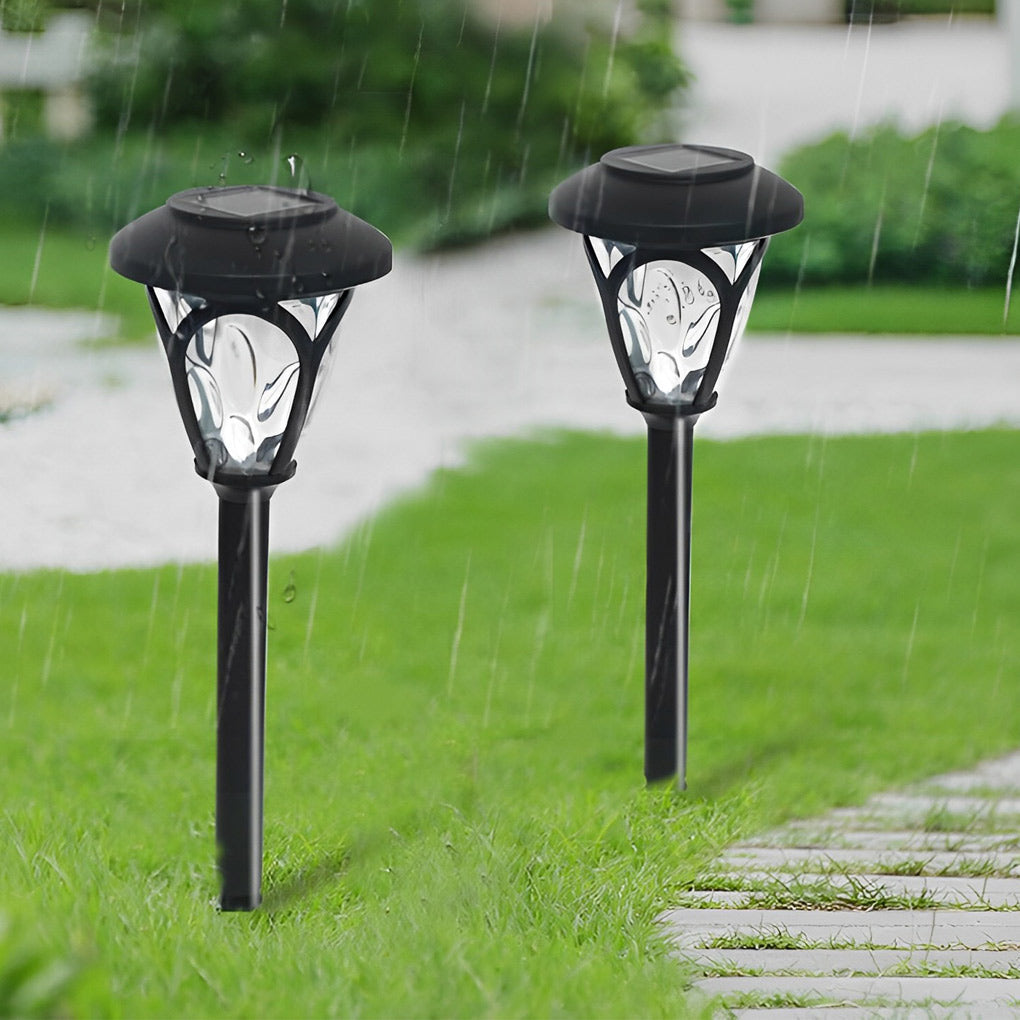 2PCS Intelligent Solar LED Lawn Lamps with Black Opaque Glass Lampshade - Lamp Outdoor