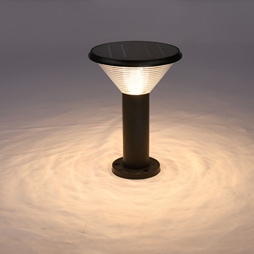 Contemporary Tapered Solar LED Pathway Light Black Cylindrical Outdoor Lighting - Lamp Outdoor