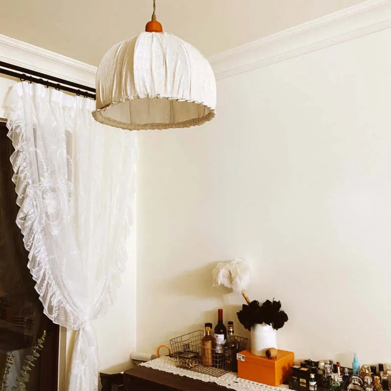 Haloa Vintage Pendant Light Beige, Fabric - Lamp Outdoor