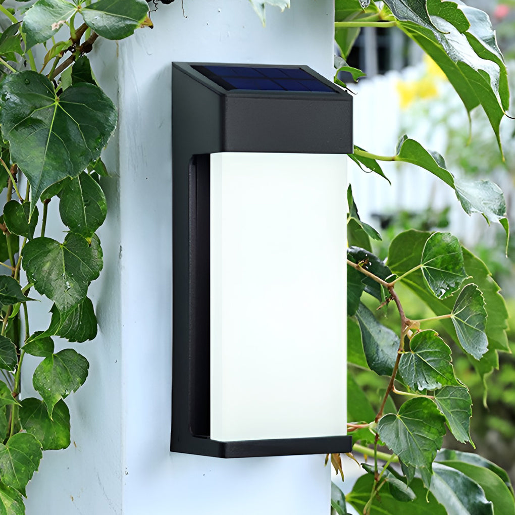 2 Pcs Rectangular LED Light-controlled Waterproof Outdoor Solar Sconce Lighting - Lamp Outdoor