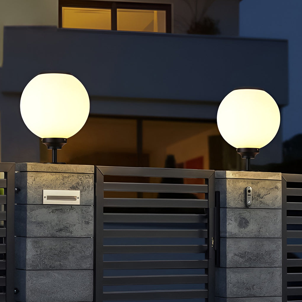 Ball Waterproof Three Step Dimming LED Solar Post Caps Lights Pillar Light - Lamp Outdoor