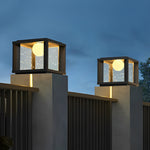 Square Crystal Glass Ball LED Waterproof Solar Lights Fence Post Lamp - Lamp Outdoor
