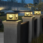 Retro Mountain Scenery LED Waterproof Black Modern Solar Pillar Lamp - Lamp Outdoor