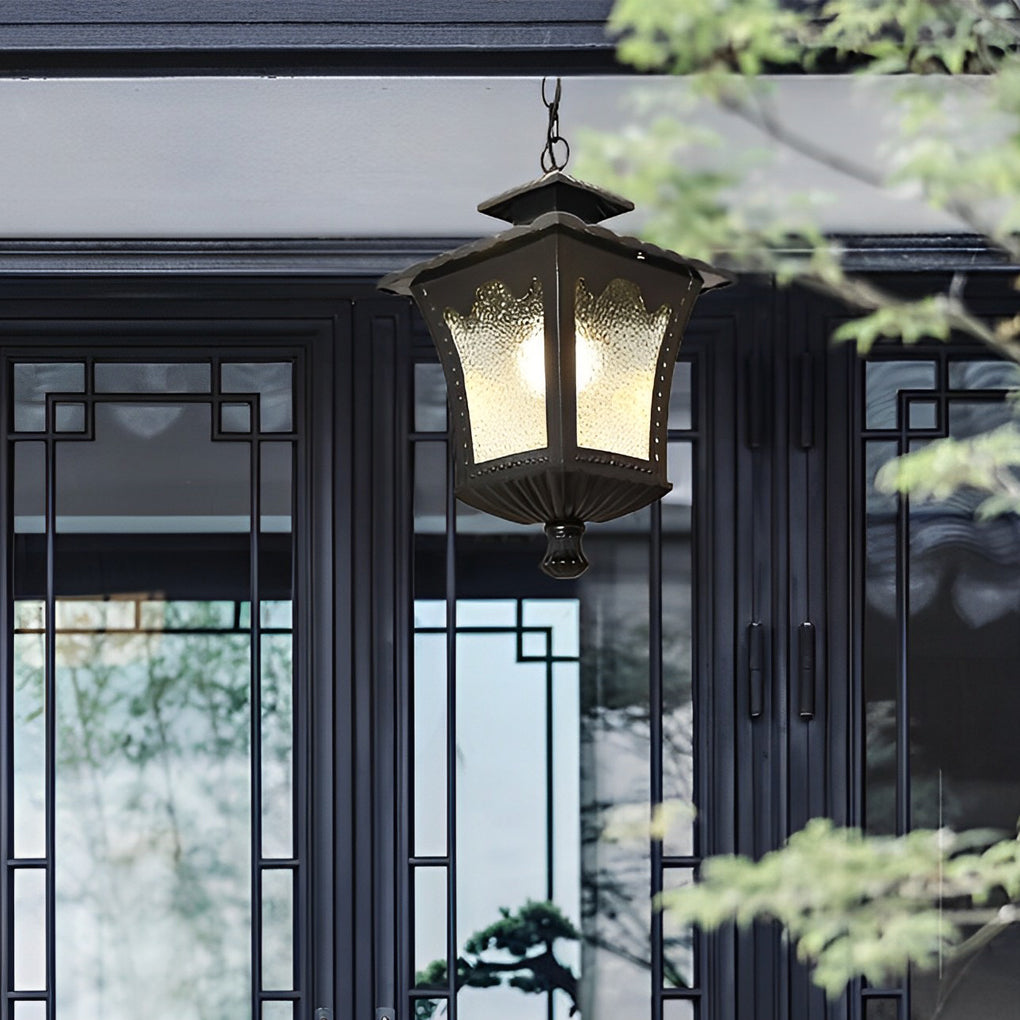 Retro Water Drops Glass Waterproof European Style Outdoor Chandelier - Lamp Outdoor