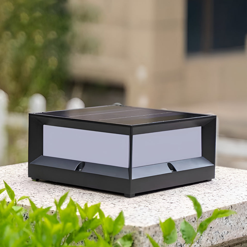Square Waterproof Black Modern Solar Lights Outdoor Fence Post Lights - Lamp Outdoor
