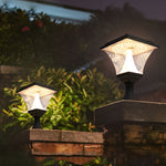 Creative Square LED Waterproof Black Retro Solar Fence Post Lights - Lamp Outdoor