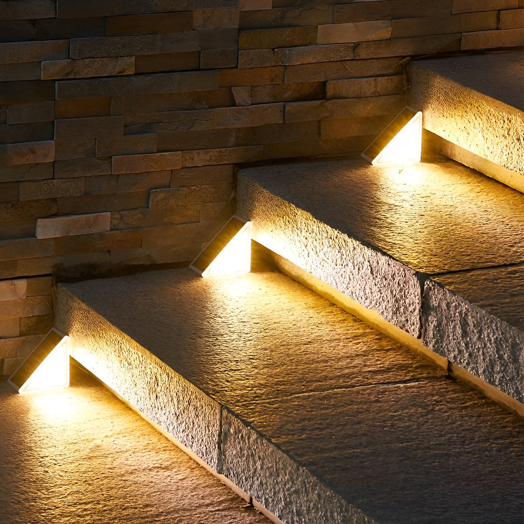 Triangle Automatic Charging Wire-Free Waterproof LED Solar Modern Step-Mounted Lights - Lamp Outdoor