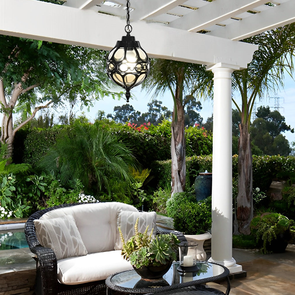 Waterproof Retro Aluminum Glass Ball American Style Outdoor Chandelier - Lamp Outdoor