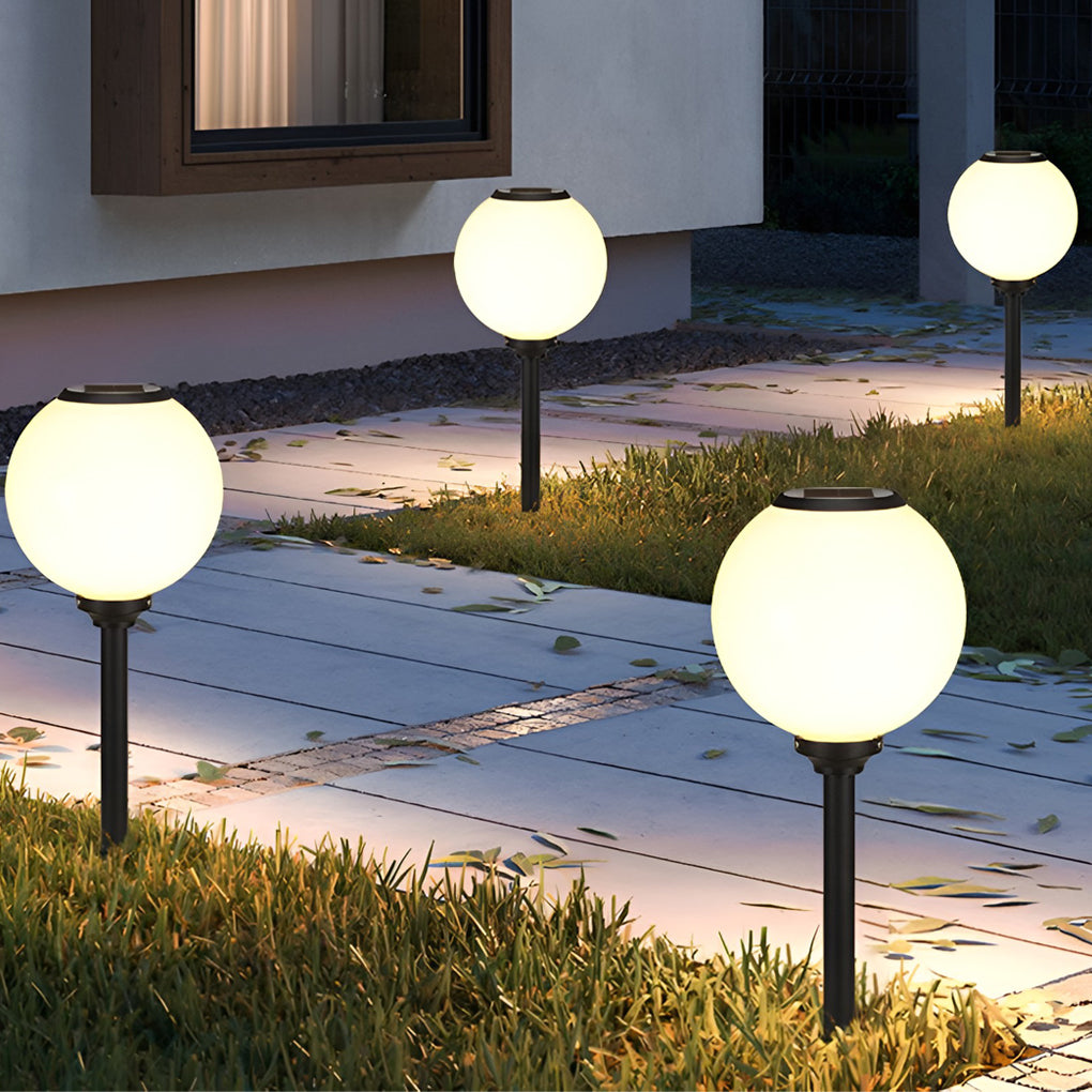 Adjustable Brightness LED Solar Pathway Lights Round Ball Design - Lamp Outdoor