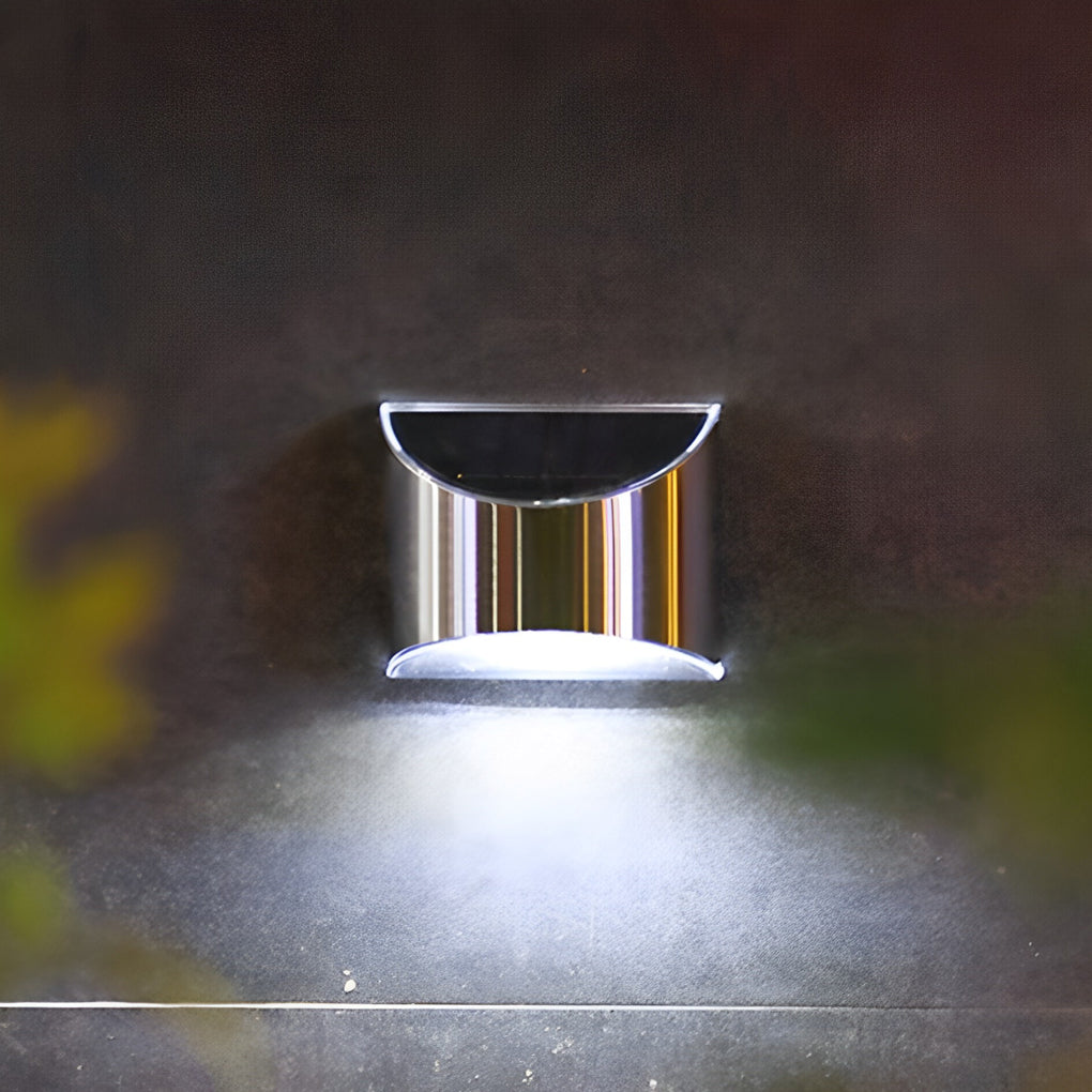 Stainless Steel Minimalist Waterproof Silver Modern Solar Wall Lamp - Lamp Outdoor