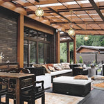 1-Light Tea Glass Globe Outdoor Pendant Lights Outside Haning Lantern Chandelier - Lamp Outdoor