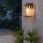 Lantern Shaped Waterproof Glass Black Industrial Outdoor Wall Sconce Lighting - Lamp Outdoor