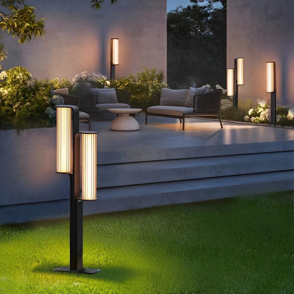 Back-to-Back Dual Cylinder LED Pathway Lights Black Waterproof Outdoor Lamp - Lamp Outdoor