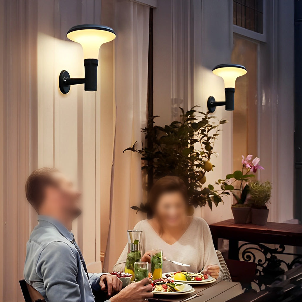 Round Flower LED Waterproof Black Modern Solar Wall Lamp Wall Sconces Lighting - Lamp Outdoor