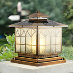 Classical Waterproof LED 3 Step Dimming Bronze Solar Post Caps Lights - Lamp Outdoor