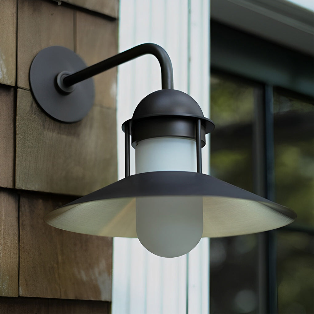 Antique Round Iron Glass Waterproof Black Retro Outdoor Wall Lights - Lamp Outdoor